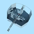 Naval Automatic Weapon System 3D Model with Gun Barrel and Mounting Structure