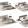 Modern Double Bed Designs With Nightstands Decorative Pillows And Neutral Tones 3d model