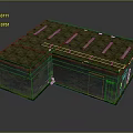 Low Rise Brick Building Corner Layout With Gray Roof And Rectangular Skylights