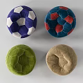 Comfortable Bean Bag Chairs With Assorted Colors And Soccer Ball Patterns 3d model