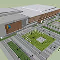 Activity Center of Living Area in Front of Modern Factory 3d model