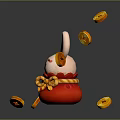 Modern Cartoon Characters New Year Rabbit Fu Rabbit Money Rabbit 3d model