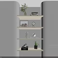 Modern Wall Mounted Shelf Design With Layered Storage Plants Books And LED Lights