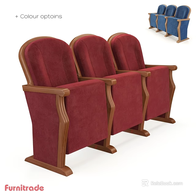 Comfortable Red Upholstered Leisure Chairs With Wooden Armrests And Classic Design 3d model 