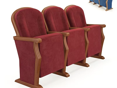 Comfortable Red Upholstered Leisure Chairs With Wooden Armrests And Classic Design 3d model