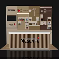 Stylish Traditional Nescafe Exhibition Booth With Chinese Elements And Product Displays