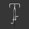 Silver Bicycle with Red Yellow Stripes on Frame Black Seat Handlebars and Wheels