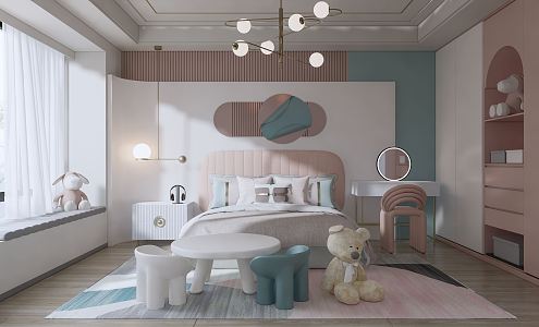 Modern Children's Room Girls Room 3d model