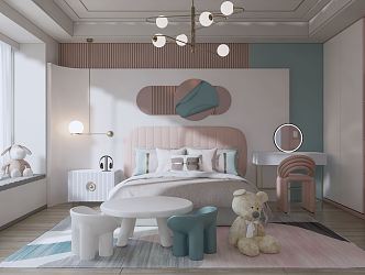 Modern Children's Room Girls Room 3d model