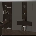 Modern Open Concept Study Room Interior With Bookshelves Desk And Decorative Items
