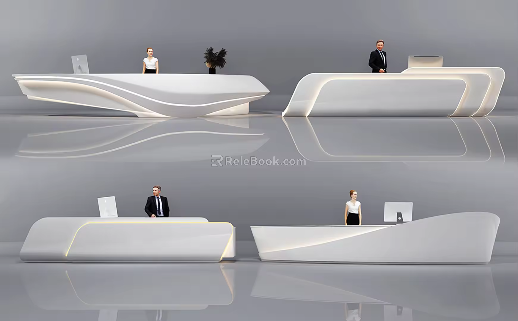 Modern reception desk 3d model
