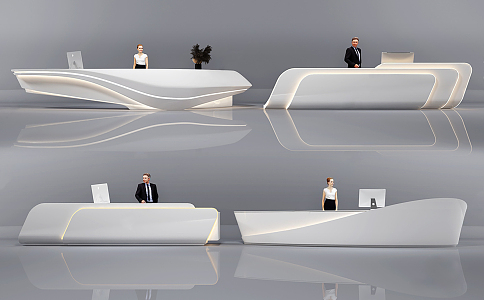 Modern reception desk 3d model