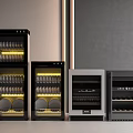 Contemporary Wine Cooler Units Featuring Glass Doors And Layered Storage Design