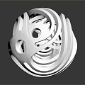 Silver Metallic Sphere With Interlaced Metal Strips Smooth Reflective Surface On Dark Background 3d model