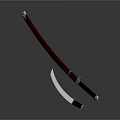 Traditional Japanese Katana Weapon With Red Scabbard And Silver Accents On Gray Background