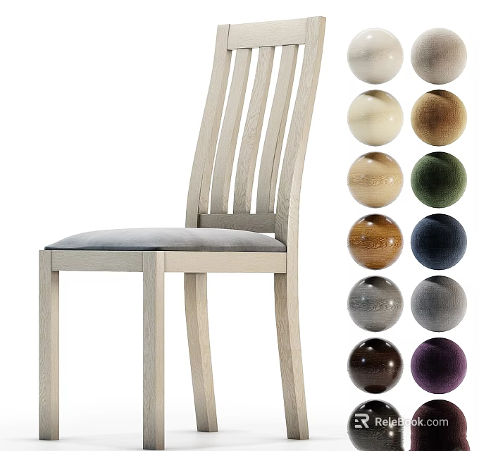 Minimalist Design Single Chair With Wooden Frame Comfortable Gray Cushion And Multiple Color Options 3d model 
