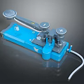 Blue Industrial Mechanical Device With Pedal Lever Knobs And White Connecting Cable 3d model