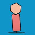 Abstract Human Figure Icon With Pink Body Light Head Black Outline Black Base Blue Background