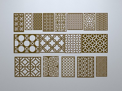 Chinese-style window grilles line silhouette pane window sill border engraved window edge strip construction 3d model