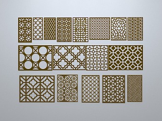 Chinese-style window grilles line silhouette pane window sill border engraved window edge strip construction 3d model