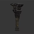 Two Intricately Carved Decorative Column Sculptures In Vintage Style With Textured Details