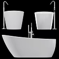 Elegant White Freestanding Bathtub With Modern Chrome Faucet And Sleek Design