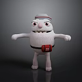 White Furry Cartoon Character Creature With Red Hat Red Box Belt And Outstretched Arms