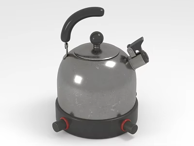 Sleek Modern Silver Metallic Kitchen Electric Kettle With Black Handle And Base 3d model