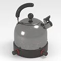 Sleek Modern Silver Metallic Kitchen Electric Kettle With Black Handle And Base 3d model