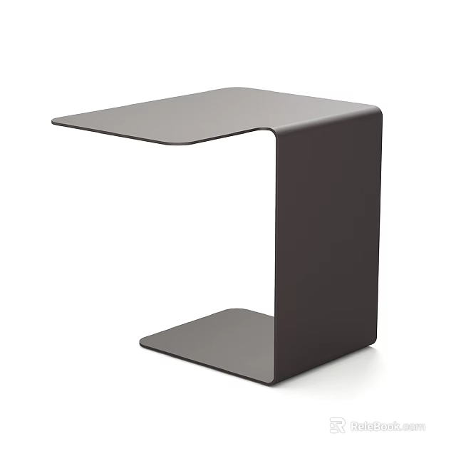 Modern Corner Table With Unique L Shaped Frame And Smooth Dark Brown Top 3d model