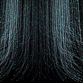 Hanging Fiber Optic Decorative Lights With Blue Glowing Illuminated Strings On Black Background 3d model