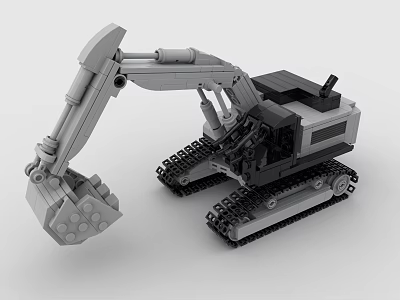 Building Blocks Construction Excavator Toy With Crawler Tracks Mechanical Arm And Shovel Bucket 3d model