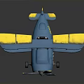 Blue And Yellow Biplane 3D Model For Aerospace Themed Collection