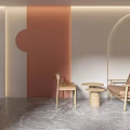 Elegant Modern Café Interior With Brown Sofas Wooden Tables Green Plants And Marble Flooring