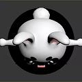 Cute White Cartoon Rabbit With Pink Ears And Black Dress Standing