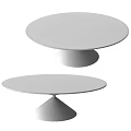 Two White Round Coffee Tables With Conical Base Design 3d model