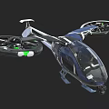 Futuristic Helicopter With Dual Rotors Green Lights Transparent Cockpit And Sleek Design