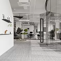 Modern Public Office Space With White Desks Black Chairs And Greenery