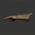 Intricate Carved Copper Metallic Gauntlet With Decorative Patterns And Metallic Details