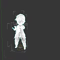 Cartoon Style Game Movie Character With Gray Hair And Black Outfit Holding Sword