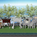 Chinese-style archway archway gatehouse 3d model