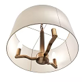 Modern Elegant Chandelier With White Fabric Drum Shade And Gold Metal Frame For Living Room