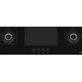Black Kitchen Gas Hob With Two Burners And Electric Induction Cooktop Panel