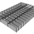 Black Metal Grid Structure With Support Beams And Geometric Design Elements 3d model