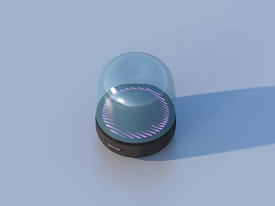 Modern Household Item With Transparent Dome And Circular Base Featuring Purple Lines 3d model