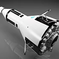 White And Black Rocket Model With Detailed Engine Section And Metallic Structure 3d model