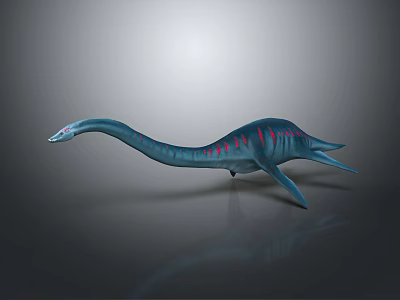 Long Necked Aquatic Reptile With Blue Body And Pink Patterns 3d model
