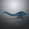 Long Necked Aquatic Reptile With Blue Body And Pink Patterns
