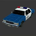 Classic Blue Police Car With Red And Blue Lights And POLICE Lettering