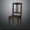 Simple Brown Wooden Chair With Slatted Back And Plank Seat Design